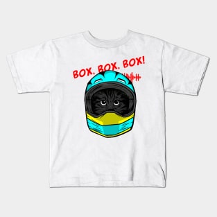 funny cat driver – Box, box, box! (Nando) Kids T-Shirt